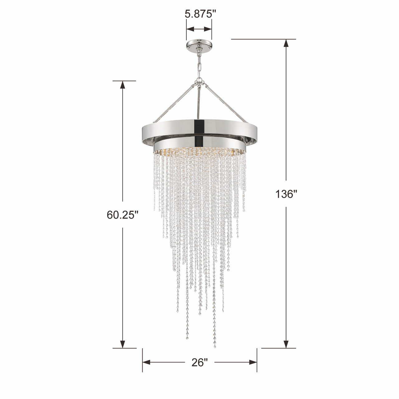 CRYSTORAMA CLA-A3207-PN-CL-MWP Clarksen 6 Light Polished Nickel Chandelier