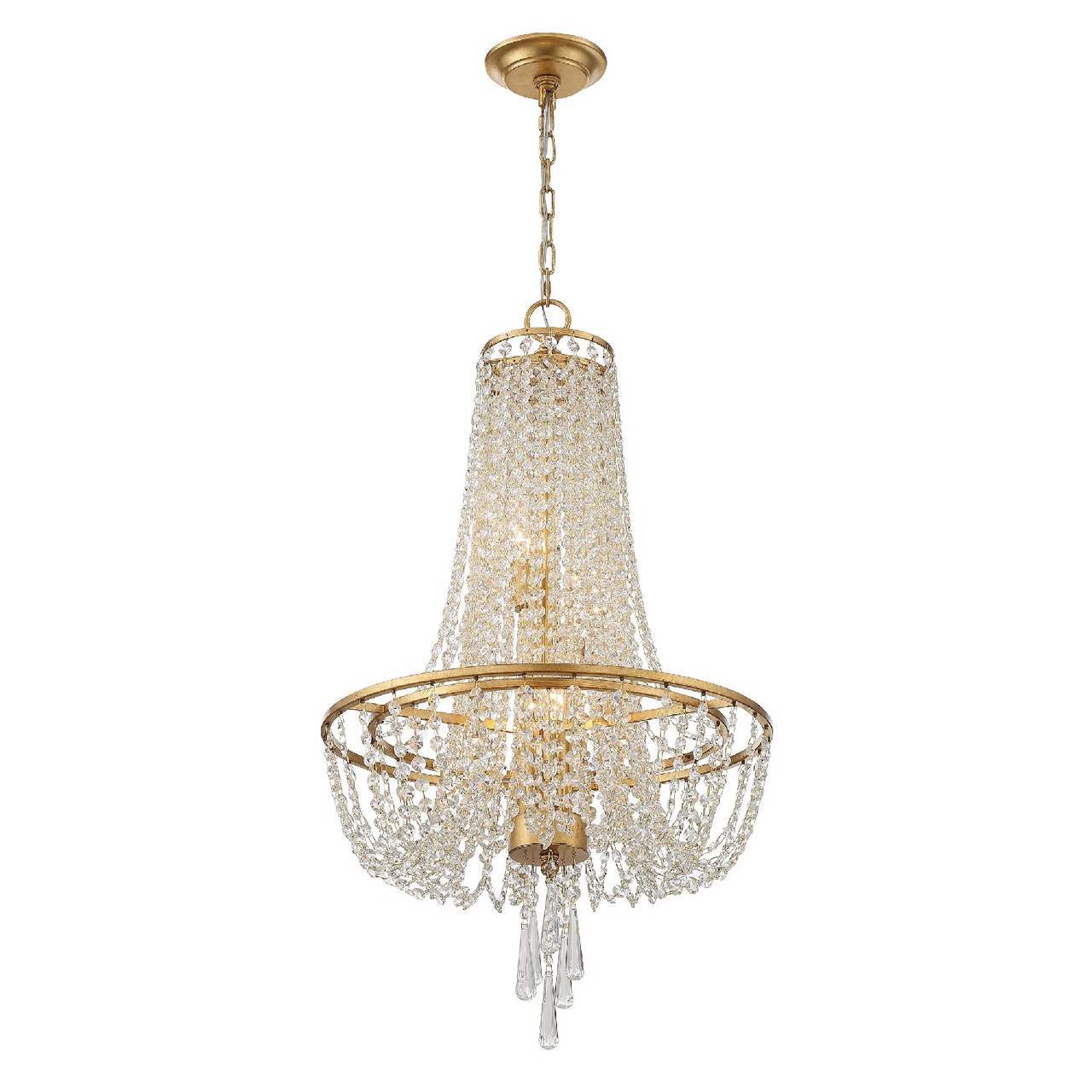 CRYSTORAMA ARC-1907-GA-CL-MWP Arcadia 4 Light Antique Gold Chandelier