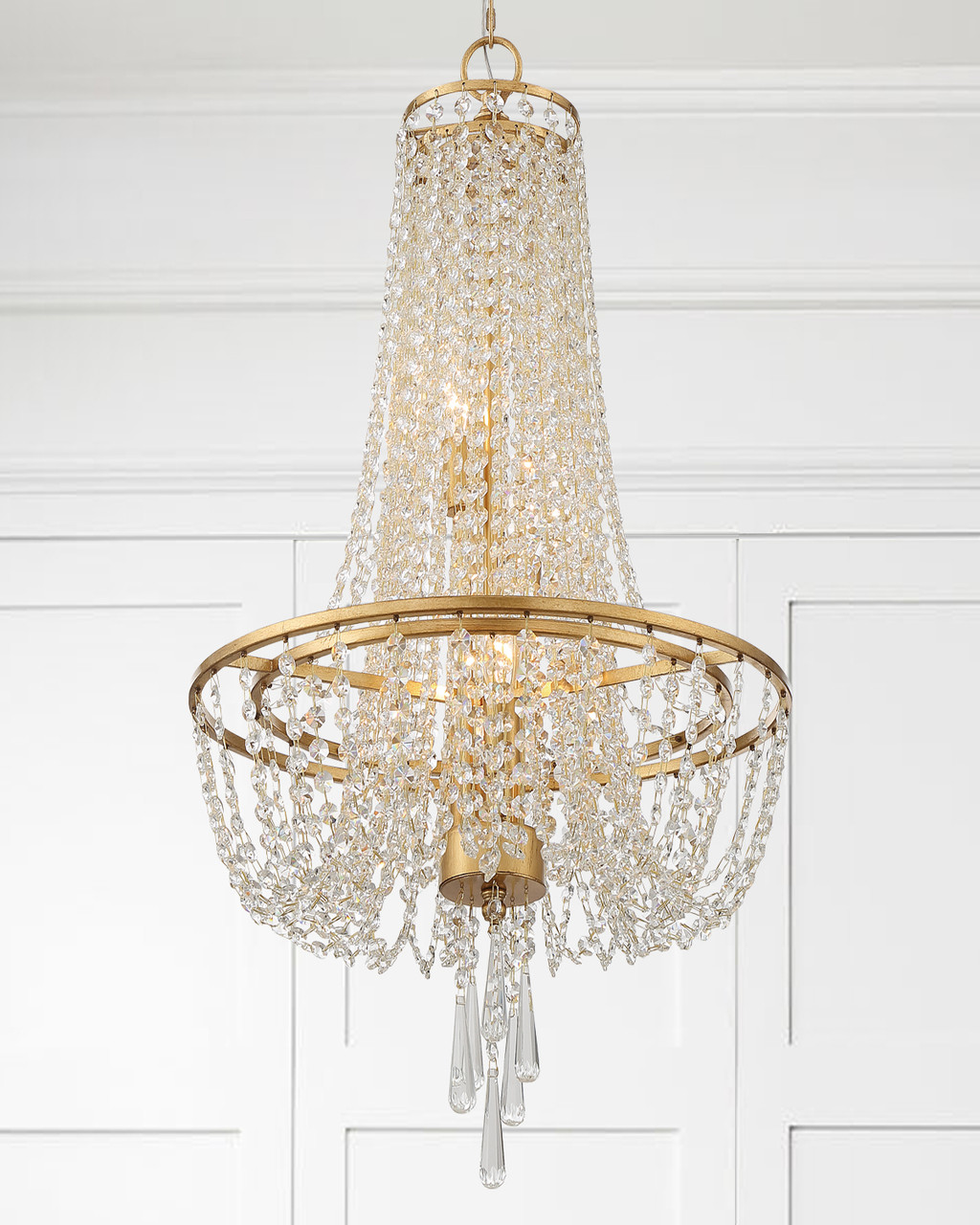 CRYSTORAMA ARC-1907-GA-CL-MWP Arcadia 4 Light Antique Gold Chandelier
