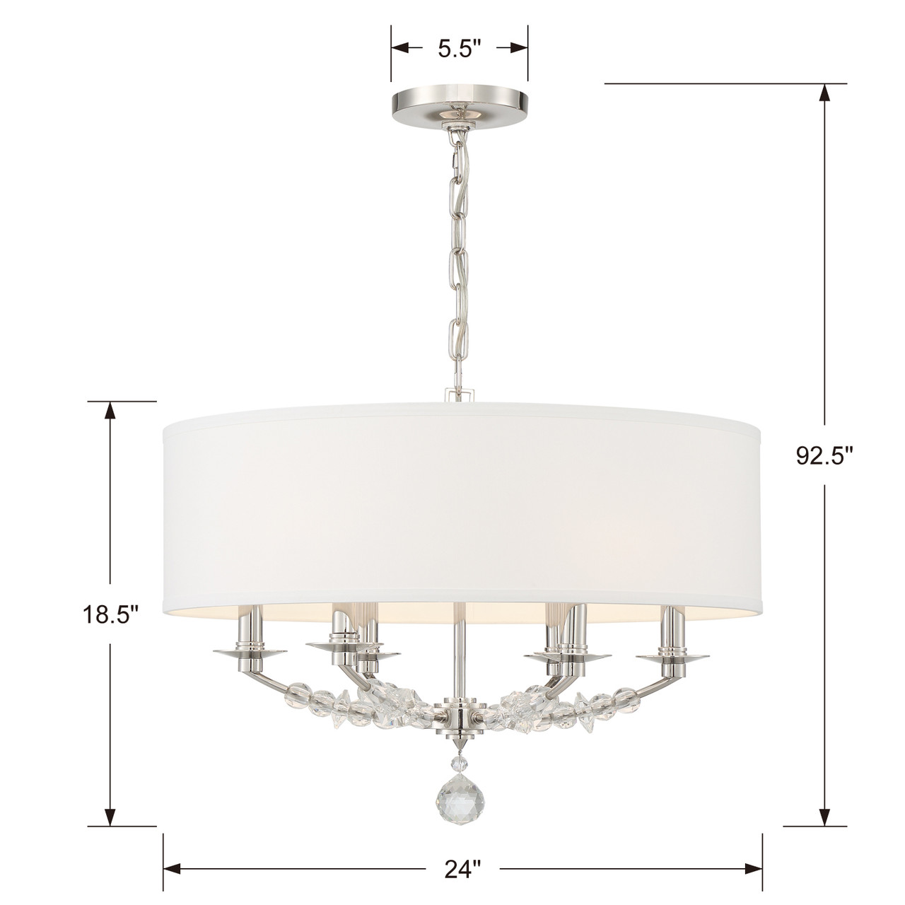 CRYSTORAMA 8016-PN Mirage 6 Light Polished Nickel Chandelier