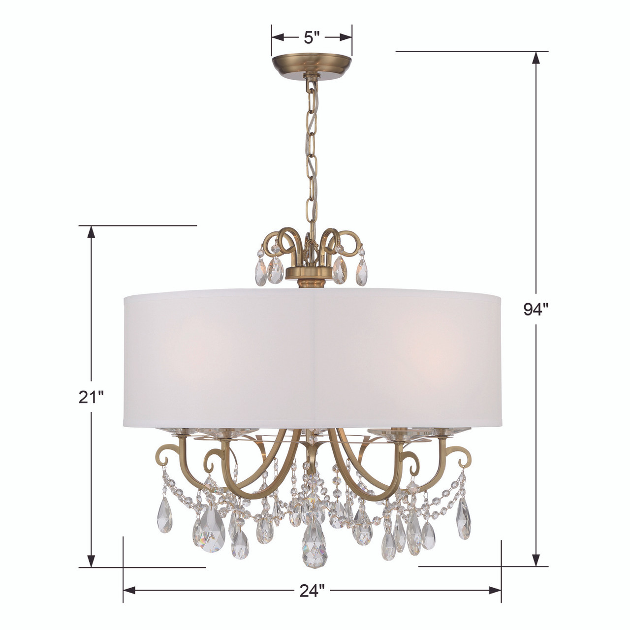 CRYSTORAMA 6625-VG-CL-MWP Othello 5 Light Vibrant Gold Chandelier