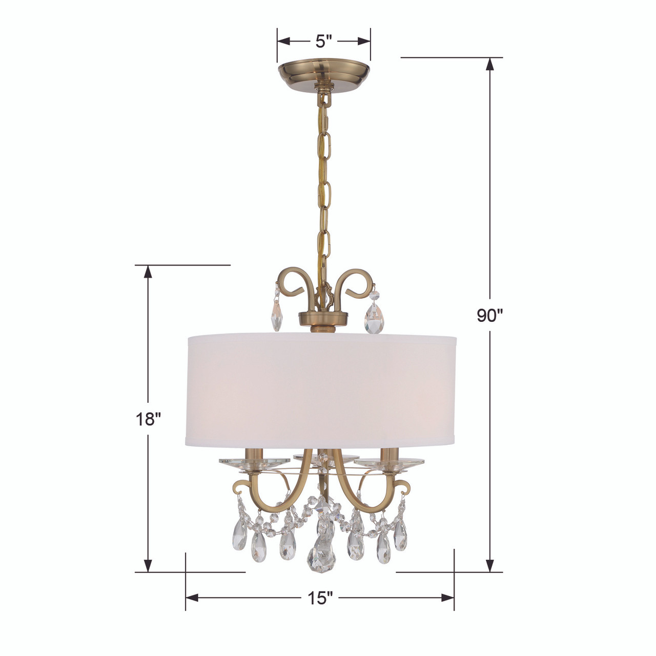CRYSTORAMA 6623-VG-CL-S Othello 3 Light Vibrant Gold Chandelier