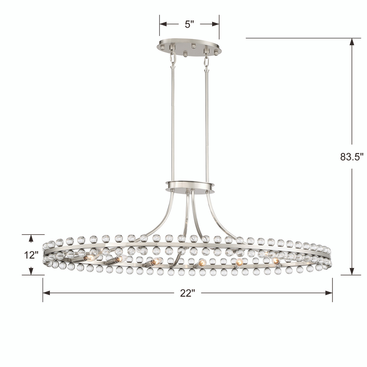 CRYSTORAMA CLO-8897-BN Clover 12 Light Brushed Nickel Chandelier