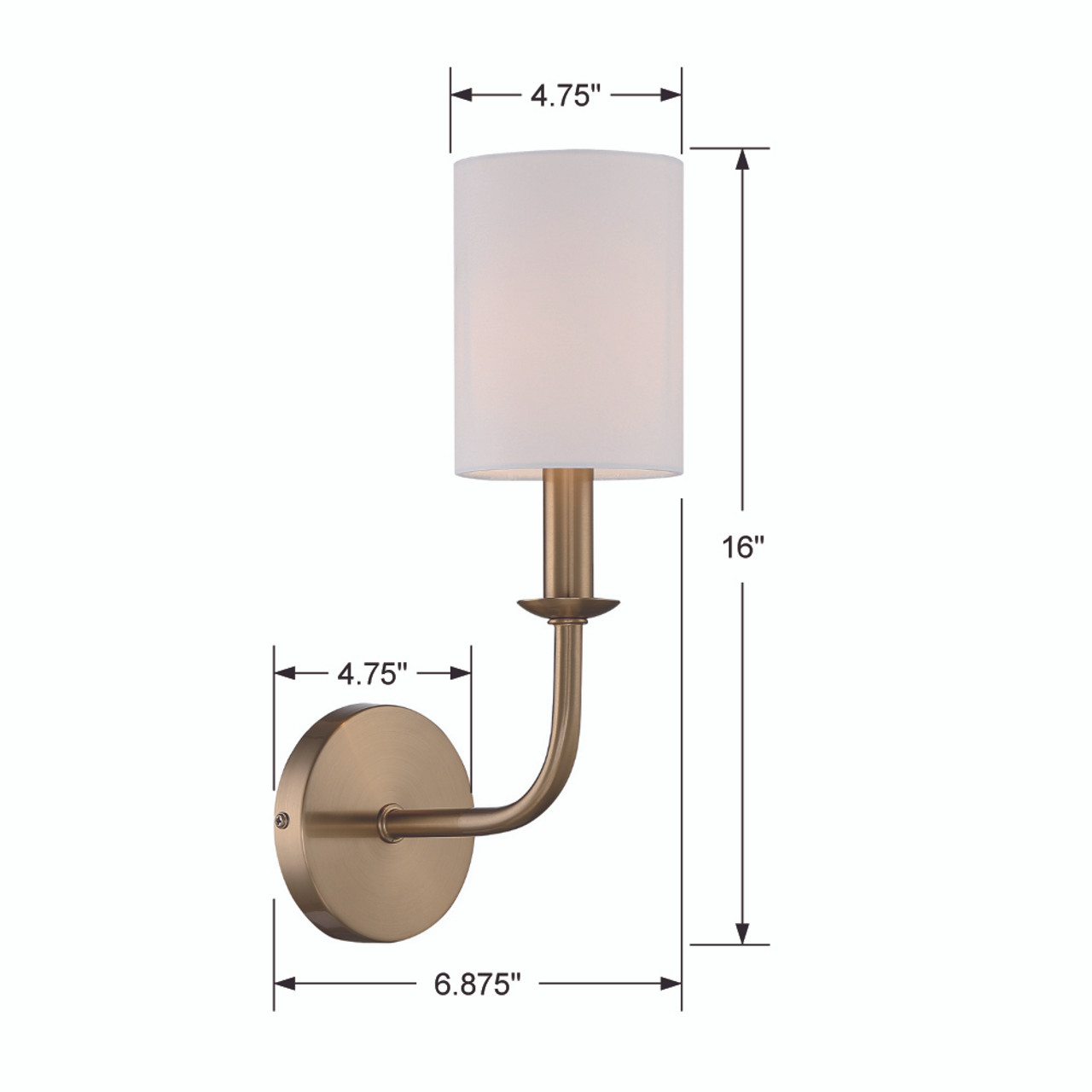 CRYSTORAMA BAI-A2101-AG Bailey 1 Light Aged Brass Wall Mount