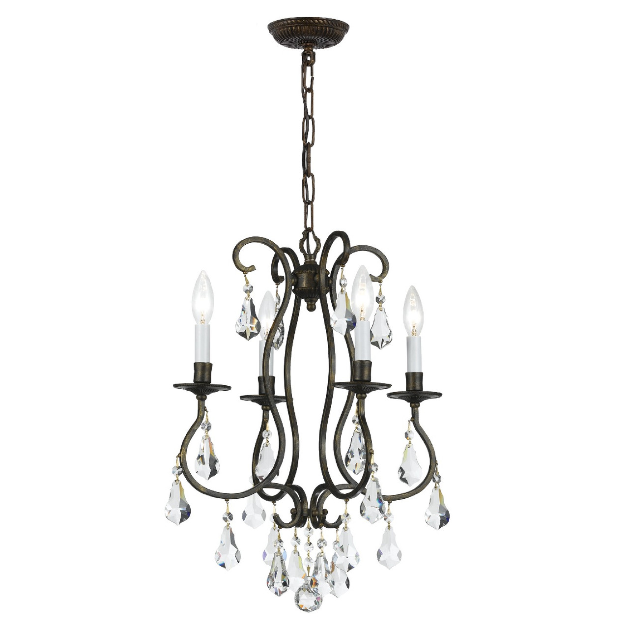 CRYSTORAMA 5014-EB-CL-S Ashton EX 4 Light Clear Crystal Bronze Mini Chandelier