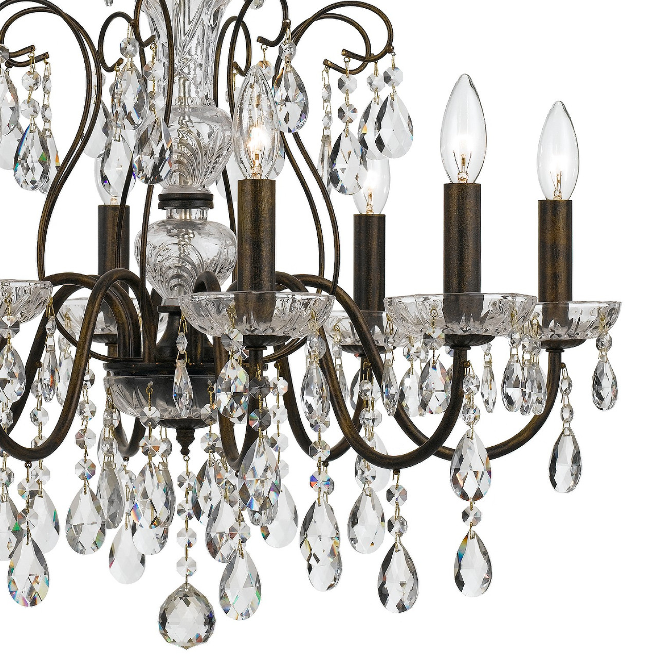 CRYSTORAMA 3028-EB-CL-SAQ Butler Crystal 8 Light English Bronze Chandelier