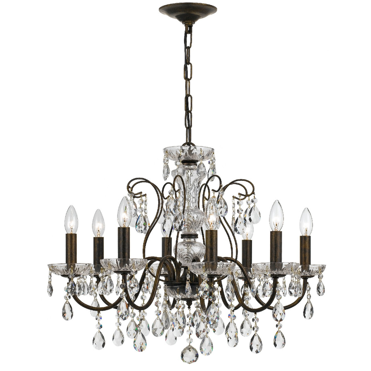 CRYSTORAMA 3028-EB-CL-S Butler Crystal 8 Light English Bronze Chandelier