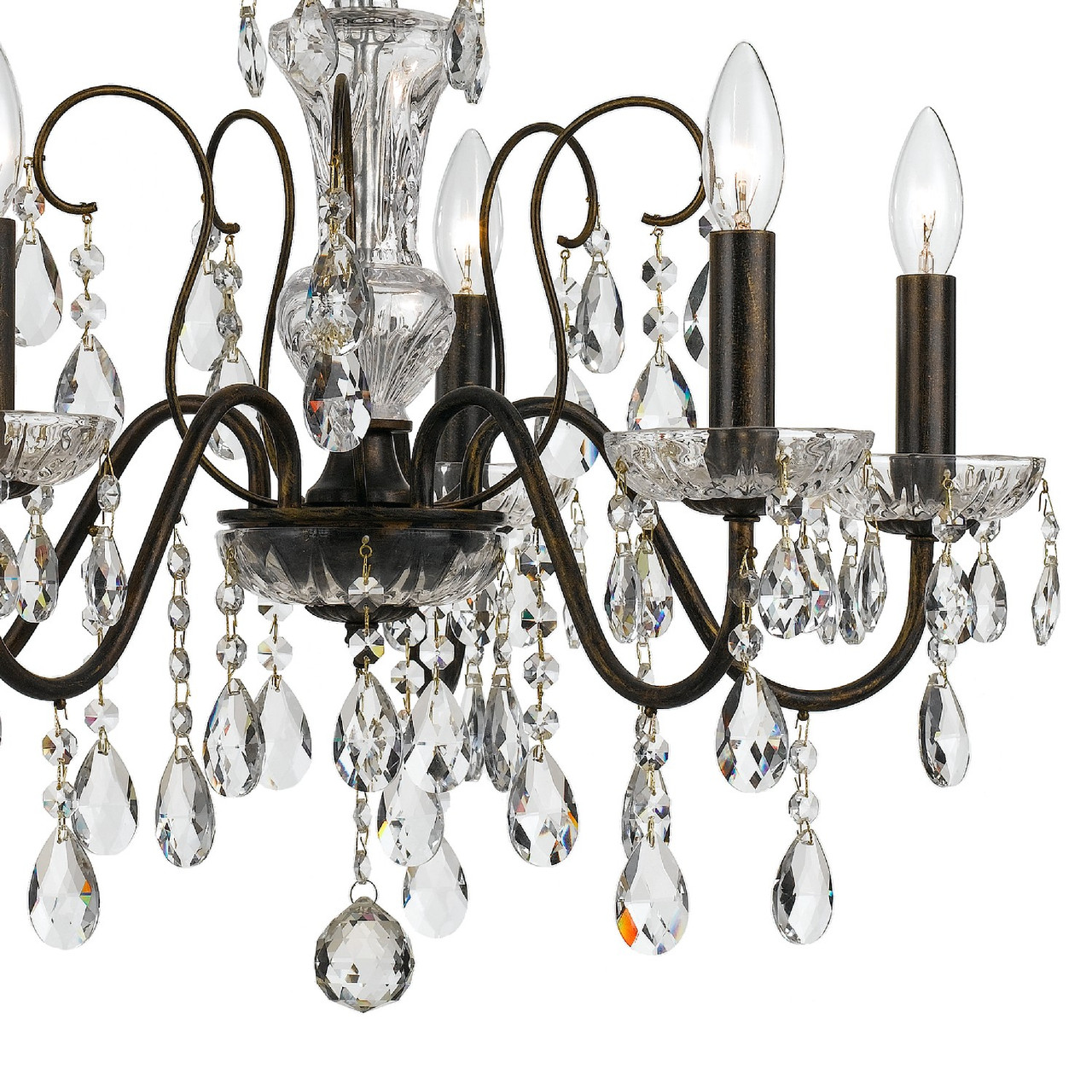 CRYSTORAMA 3025-EB-CL-SAQ Butler 5 Light Clear Crystal English Bronze Chandelier