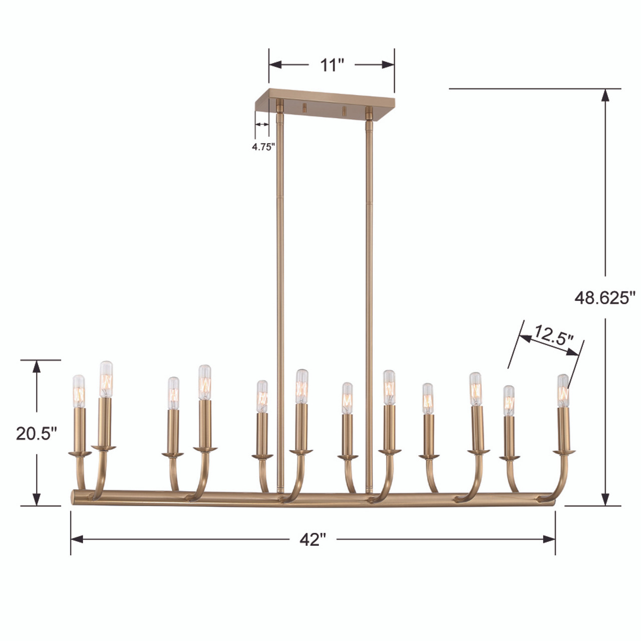 CRYSTORAMA BAI-A2112-AG Bailey 12 Light Aged Brass Chandelier