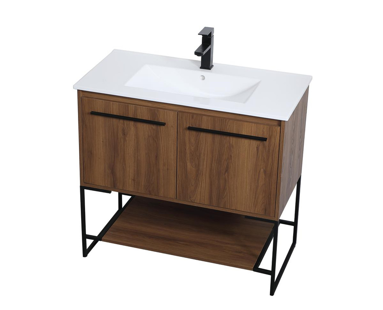 ELEGANT DECOR VF42036WB 36 inch  Single Bathroom Vanity in Walnut Brown