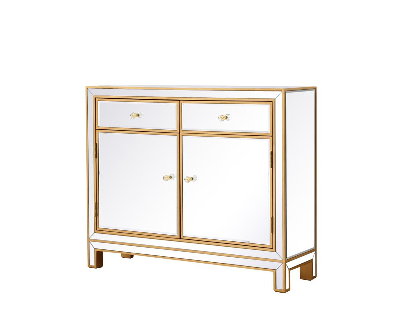 ELEGANT DECOR MF72002G Nightstand 2 drawers 2 doors 38in. W x 12in. D x 32in. H in gold