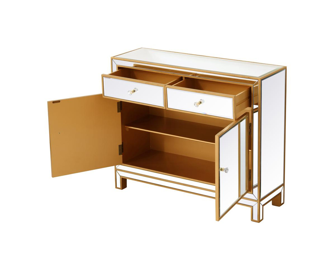 ELEGANT DECOR MF72002G Nightstand 2 drawers 2 doors 38in. W x 12in. D x 32in. H in gold