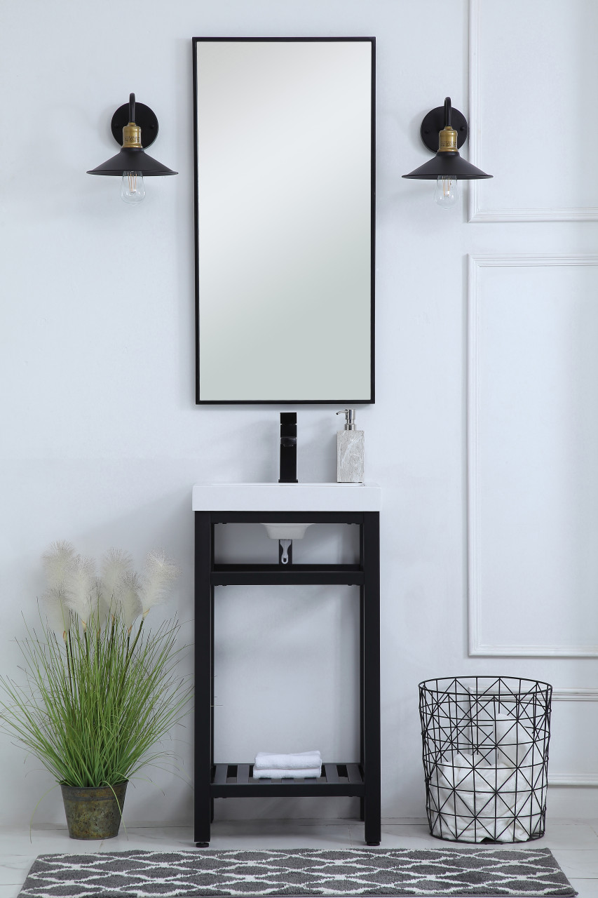 ELEGANT DECOR VF14018BK 18 inch Single Bathroom Metal Vanity in Black