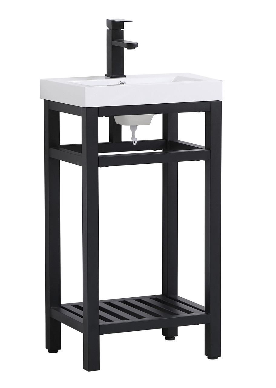 ELEGANT DECOR VF14018BK 18 inch Single Bathroom Metal Vanity in Black
