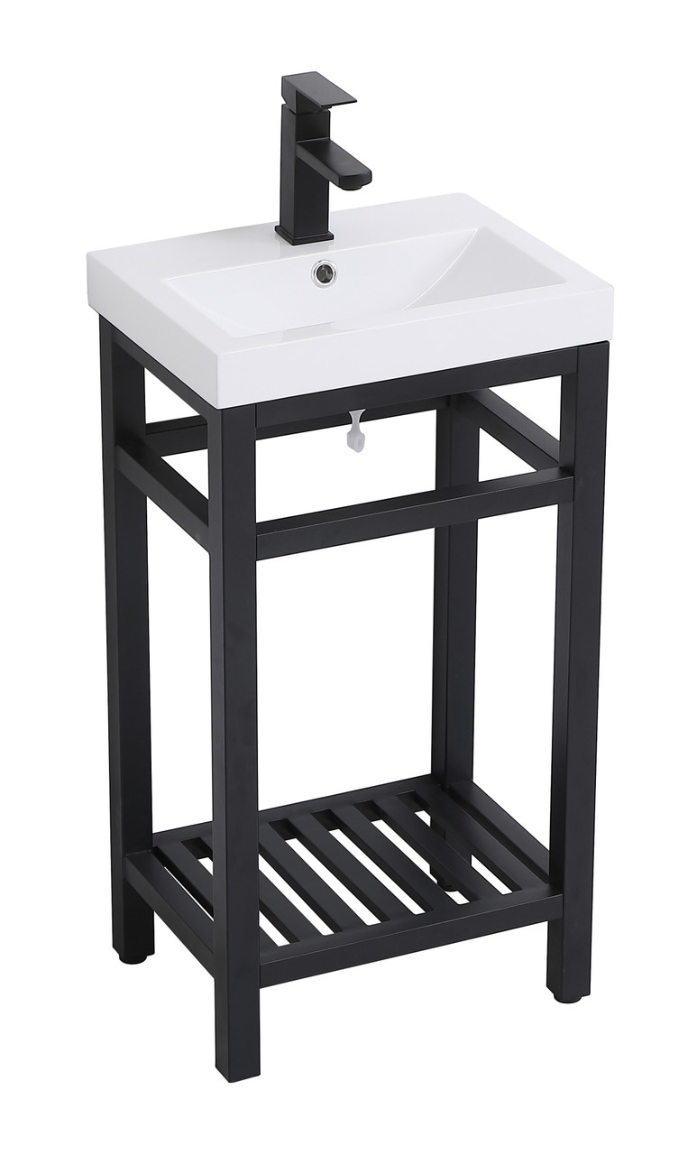 ELEGANT DECOR VF14018BK 18 inch Single Bathroom Metal Vanity in Black