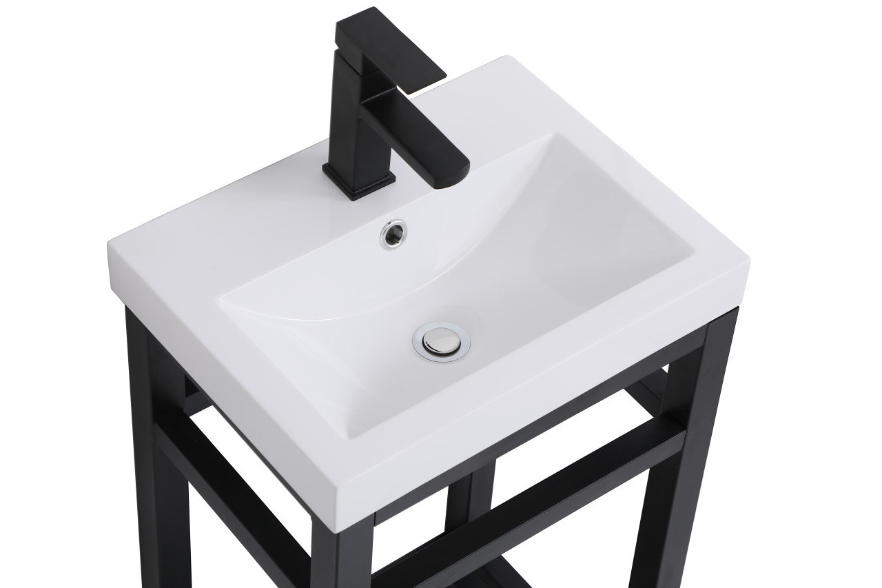 ELEGANT DECOR VF14018BK 18 inch Single Bathroom Metal Vanity in Black