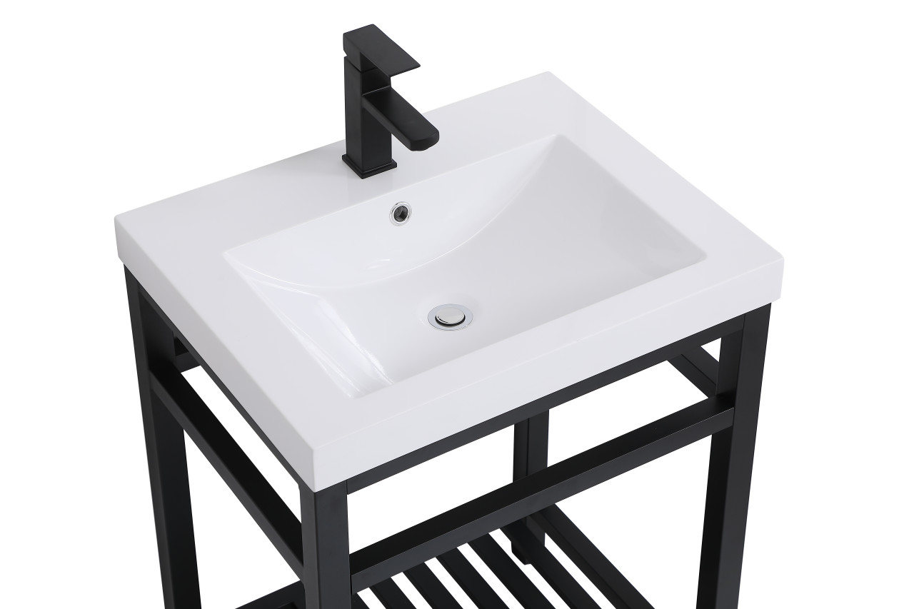 ELEGANT DECOR VF14024BK 24 inch Single Bathroom Metal Vanity in Black
