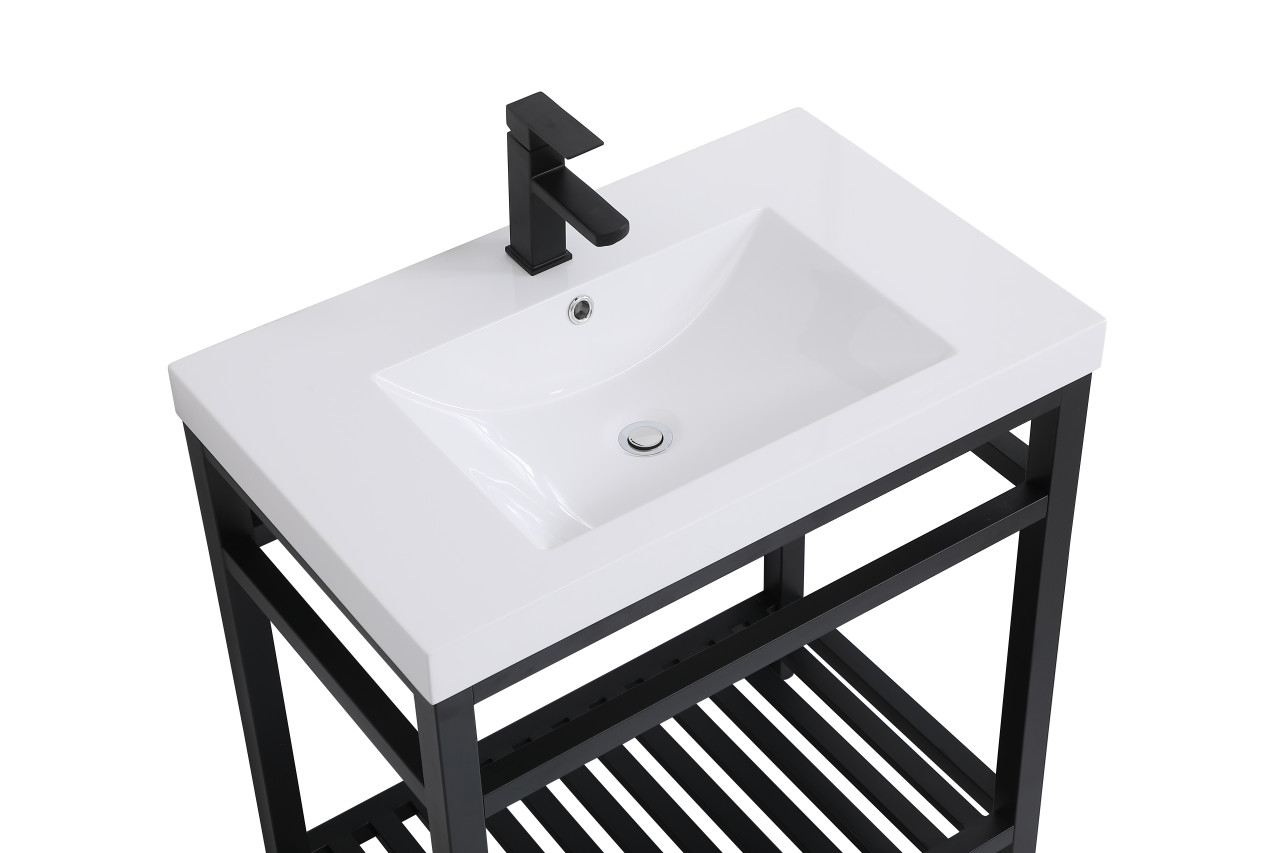 ELEGANT DECOR VF14030BK 30 inch Single Bathroom Metal Vanity in Black