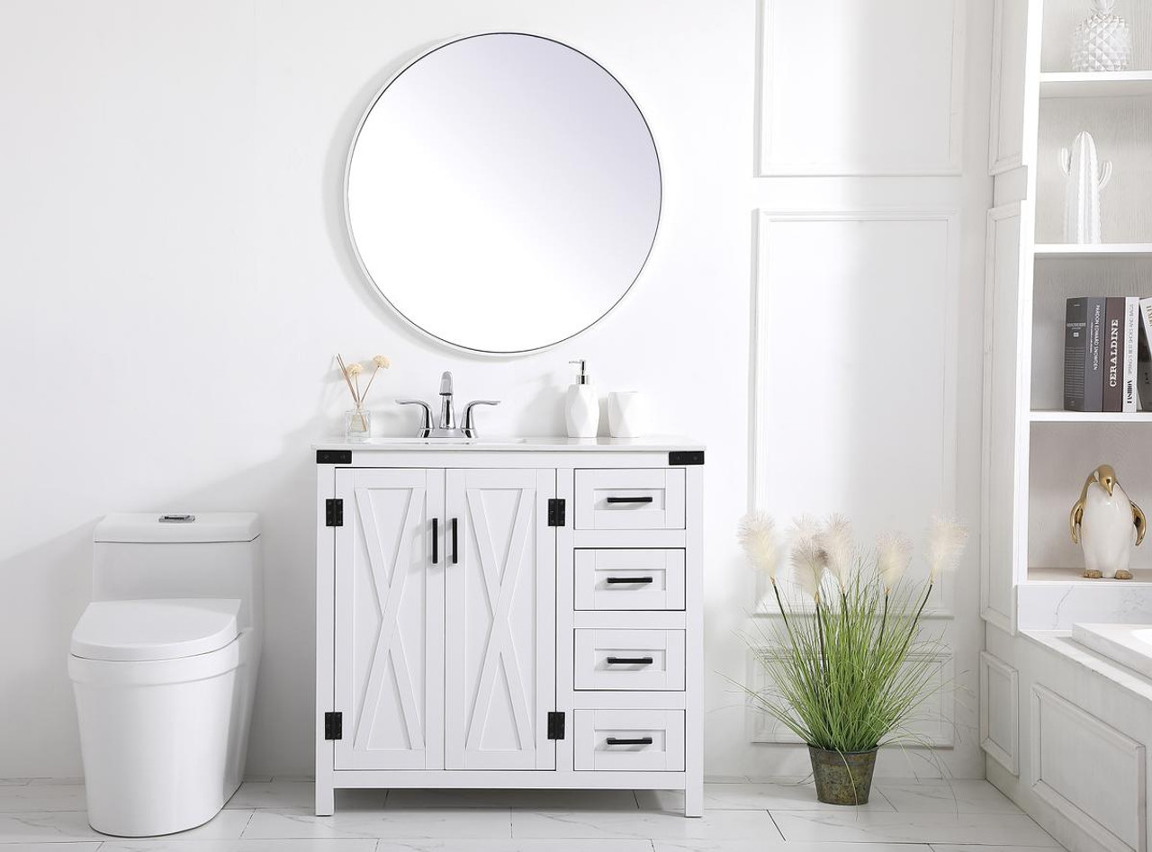 ELEGANT DECOR VF90236WH 36 inch bathroom vanity in White ELEGANT DECOR VF90236WH 36 inch bathroom vanity in White