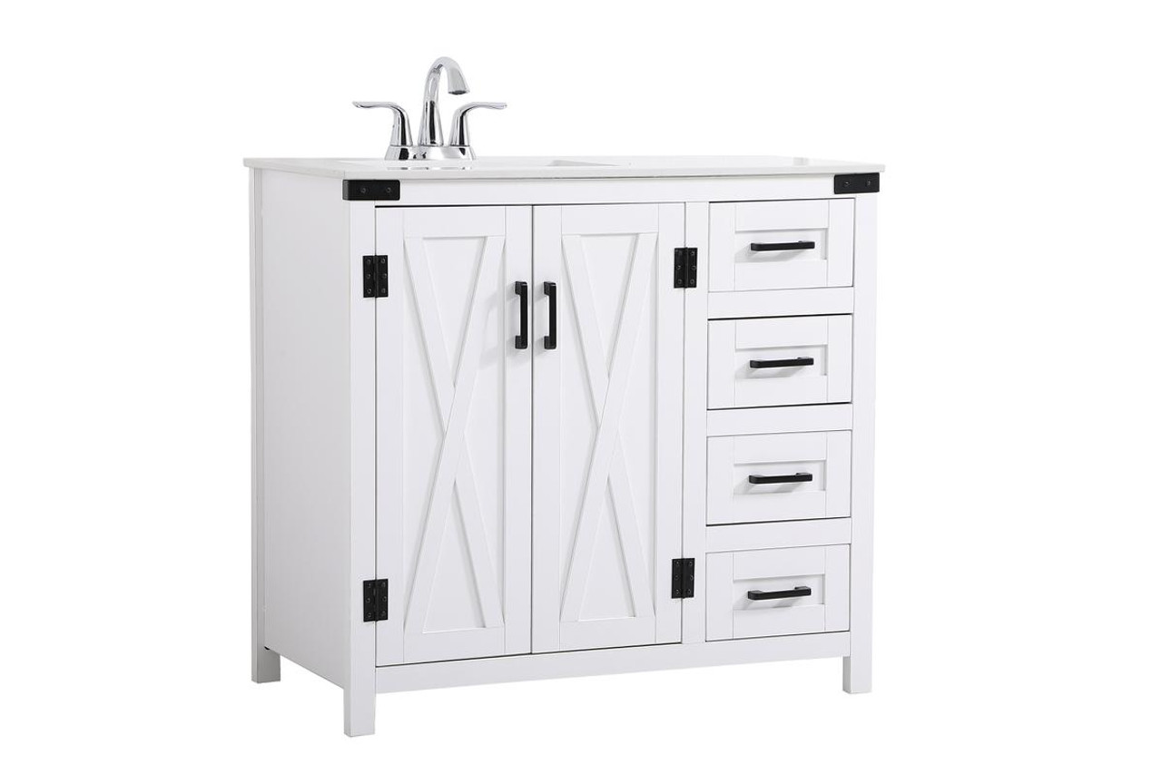ELEGANT DECOR VF90236WH 36 inch bathroom vanity in White ELEGANT DECOR VF90236WH 36 inch bathroom vanity in White