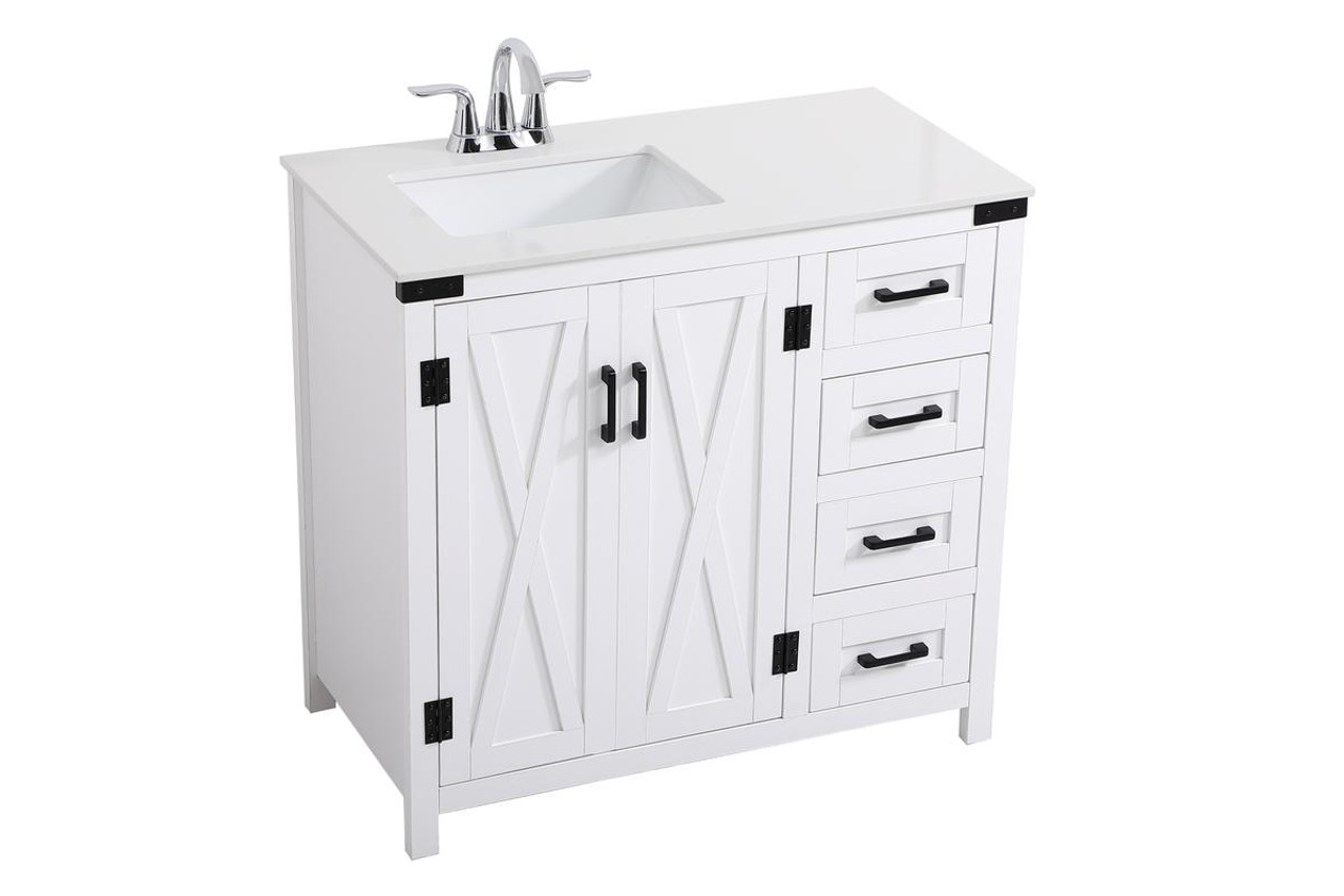 ELEGANT DECOR VF90236WH 36 inch bathroom vanity in White ELEGANT DECOR VF90236WH 36 inch bathroom vanity in White