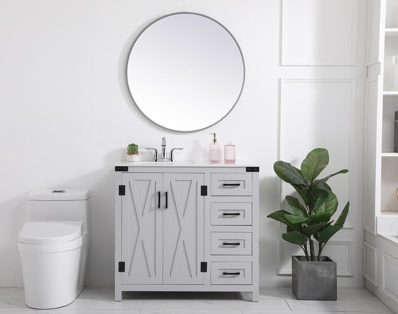 ELEGANT DECOR VF90236GR 36 inch bathroom vanity in Grey