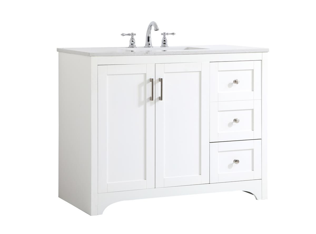 ELEGANT DECOR VF17042WH 42 inch Single Bathroom Vanity in White