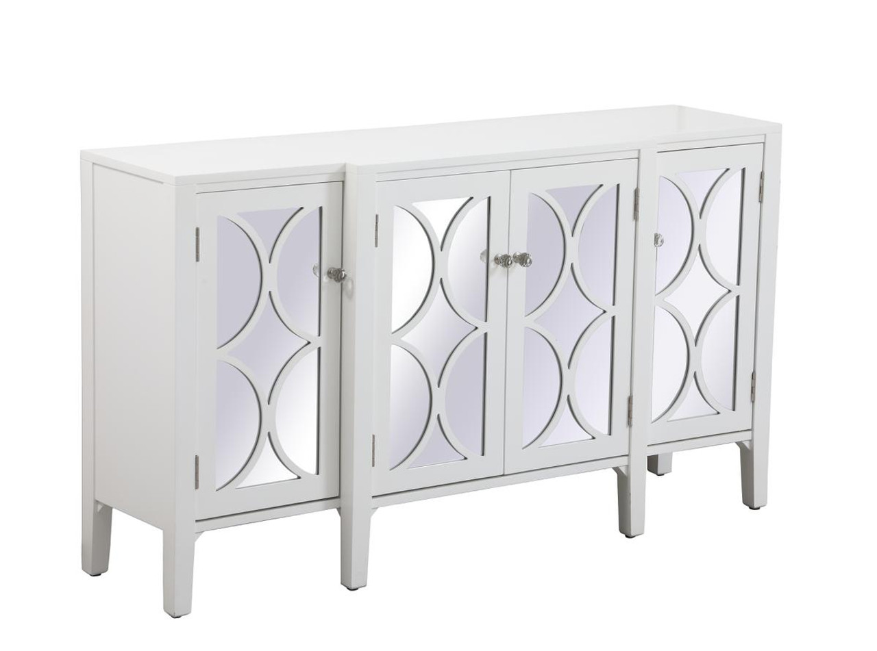 ELEGANT DECOR MF82001WH 60 inch mirrored credenza in White