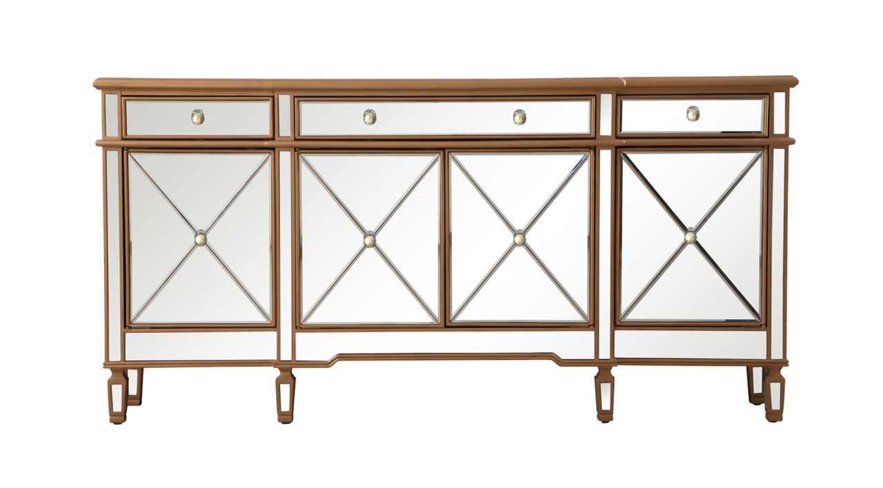 ELEGANT DECOR MF6-2111GC 72 inch mirrored credenza in gold