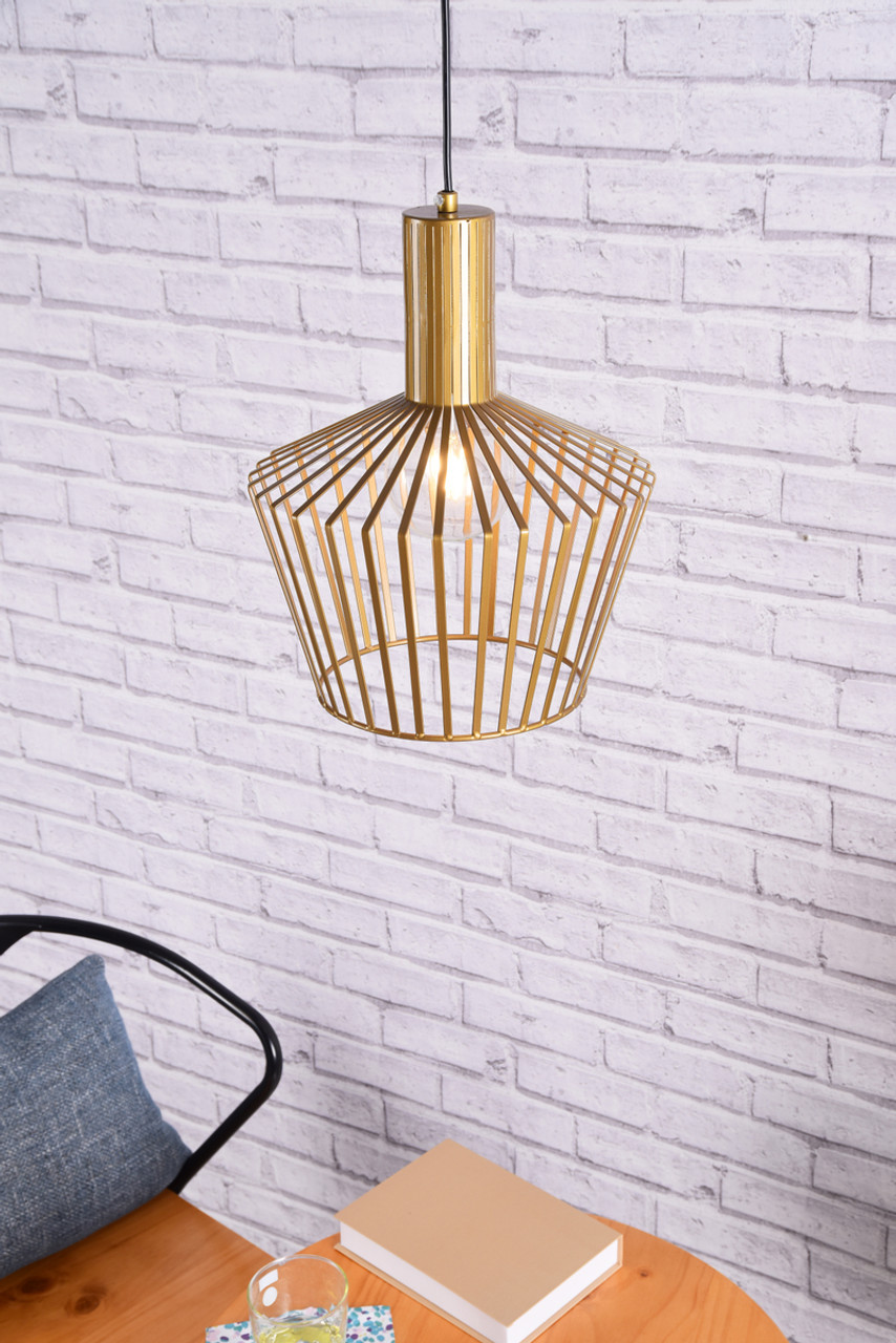 Living District LD2414BR Ronnie 1 Light Brass Pendant