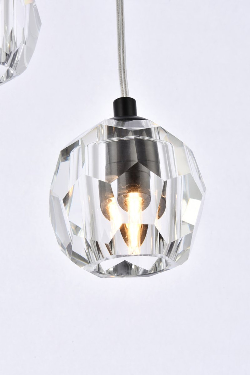 Elegant Lighting 3505D12BK Eren 3 lights Black pendant