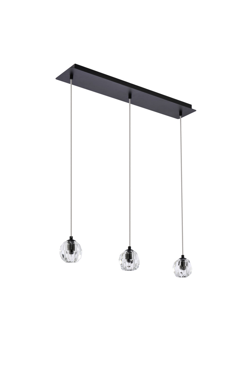 Elegant Lighting 3505D28BK Eren 3 lights Black pendant