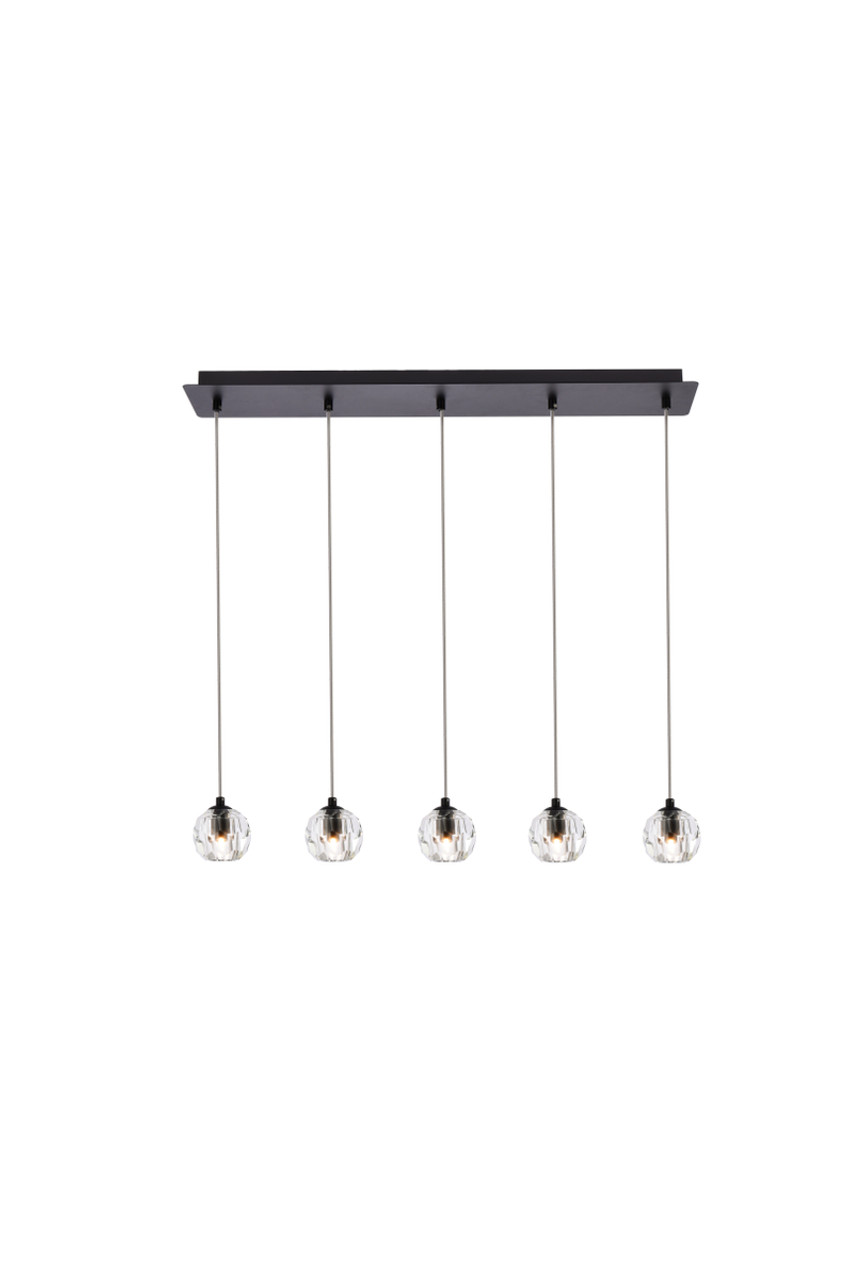 Elegant Lighting 3505D32BK Eren 5 lights Black pendant