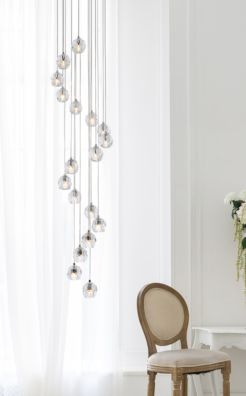 Elegant Lighting 3505G15C Eren 18 lights chrome pendant