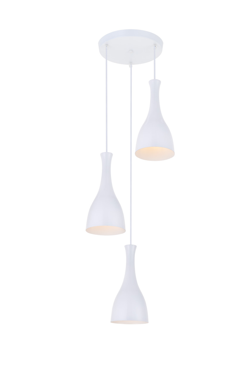 Living District LD2408WH Aiken 3 Light White Pendant