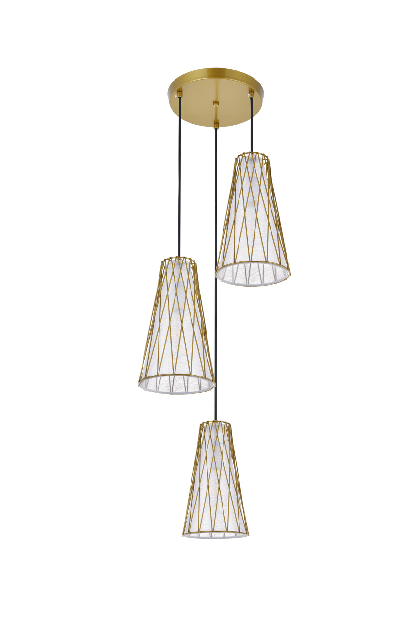 Living District LD2416BR Modesta 3 Light Brass Pendant