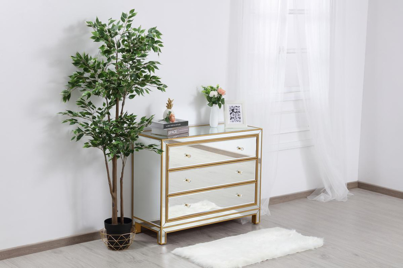 Elegant Decor MF72019G Chest 3 drawers 40in. W x 16in. D x 32in. H in gold