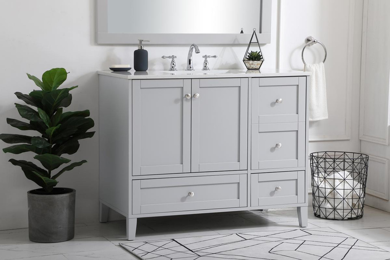 ELEGANT DECOR VF18042GR 42 inch Single Bathroom Vanity in Grey