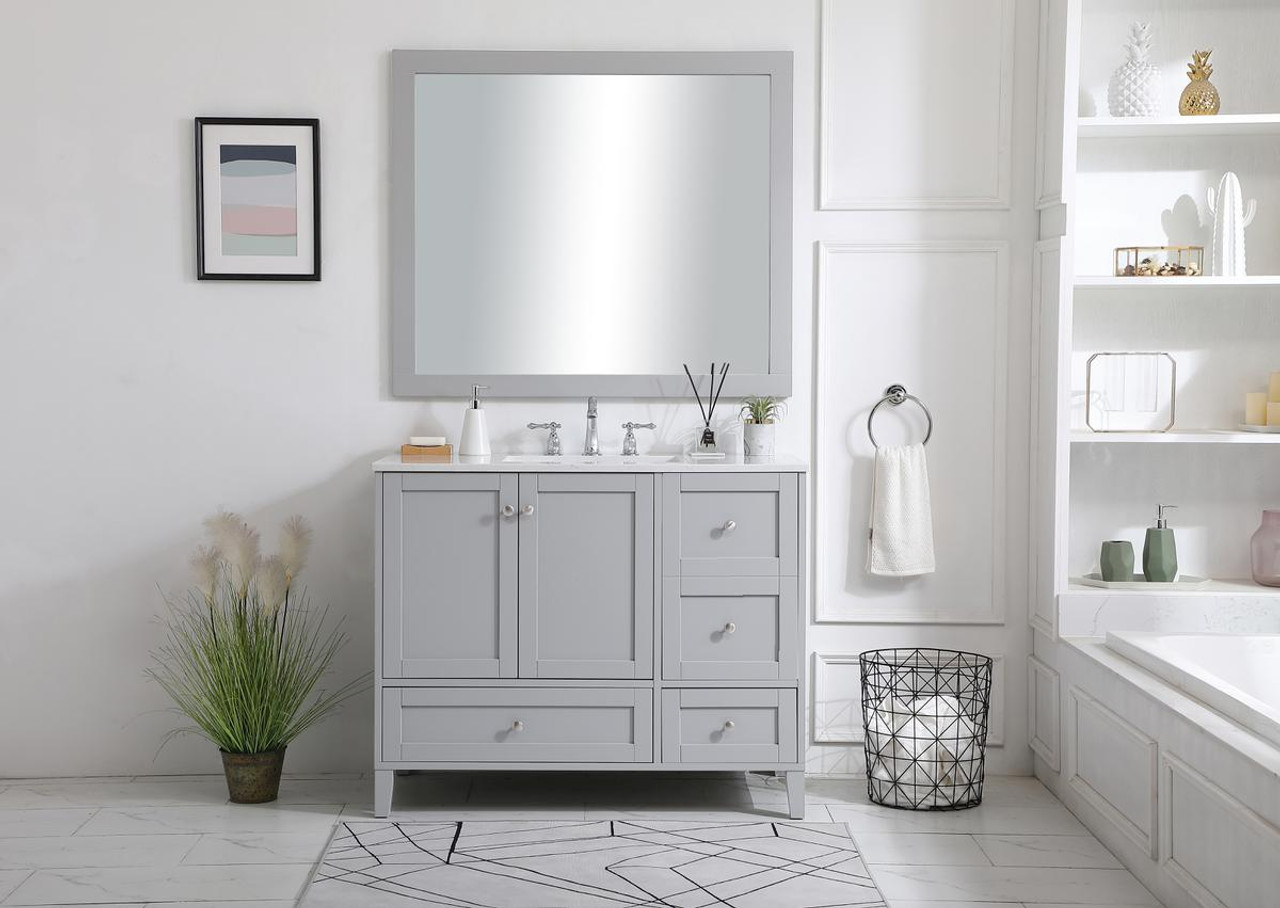 ELEGANT DECOR VF18042GR 42 inch Single Bathroom Vanity in Grey