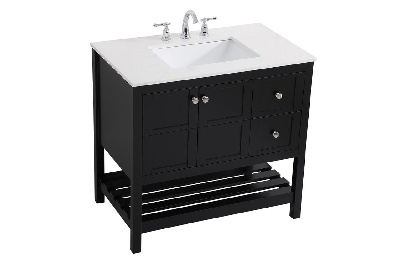 ELEGANT DECOR VF16436BK 36 inch Single Bathroom Vanity in Black ELEGANT DECOR VF16436BK 36 inch Single Bathroom Vanity in Black