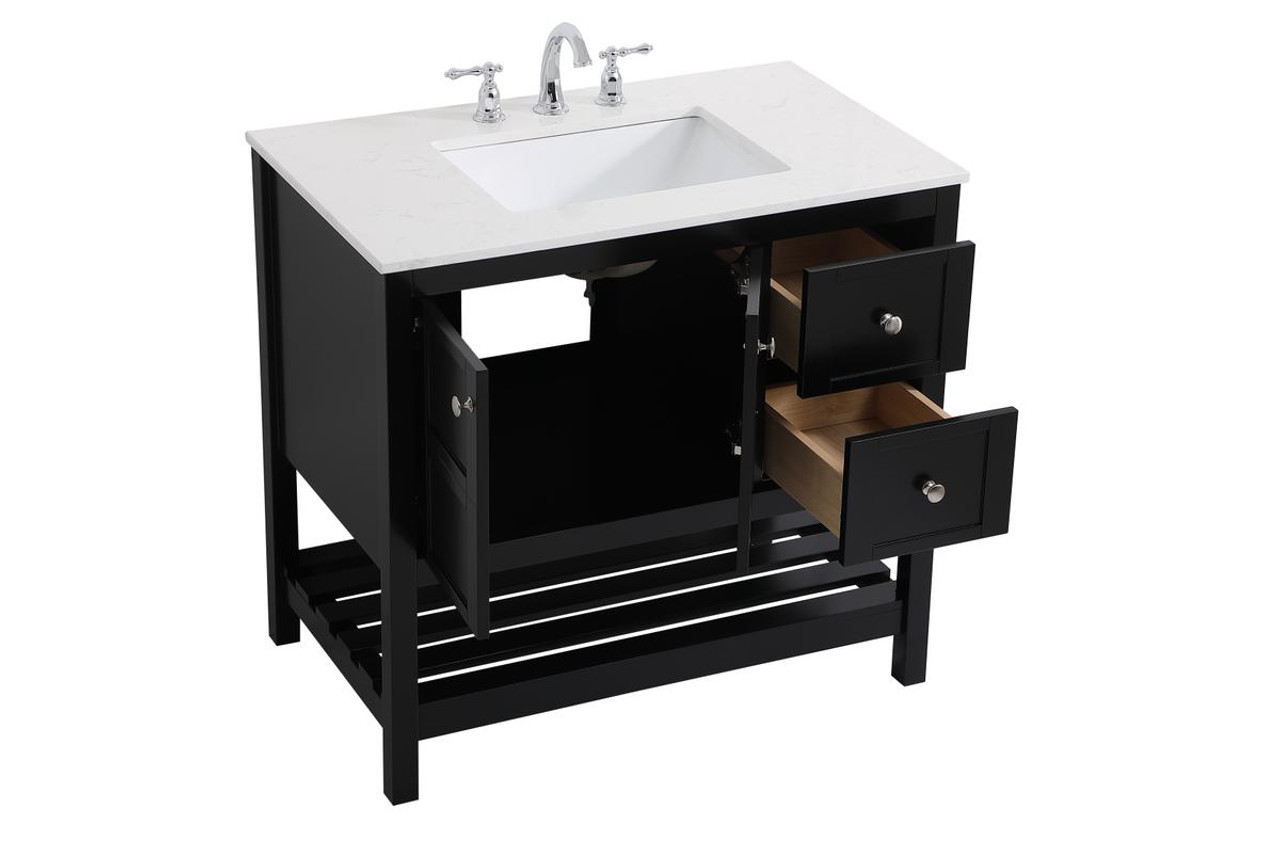 ELEGANT DECOR VF16436BK 36 inch Single Bathroom Vanity in Black ELEGANT DECOR VF16436BK 36 inch Single Bathroom Vanity in Black