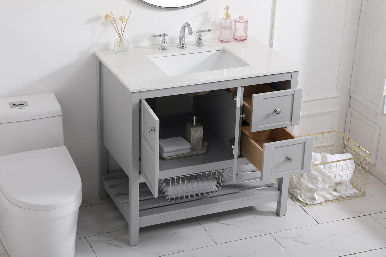 ELEGANT DECOR VF16436GR 36 inch Single Bathroom Vanity in Gray
