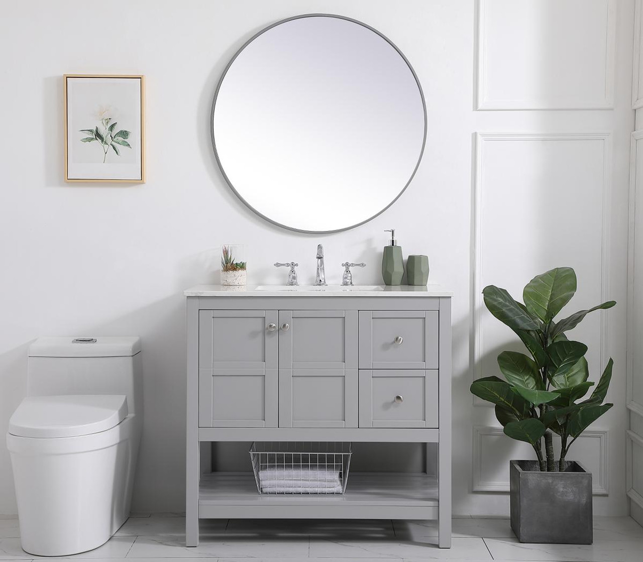 ELEGANT DECOR VF16436GR 36 inch Single Bathroom Vanity in Gray