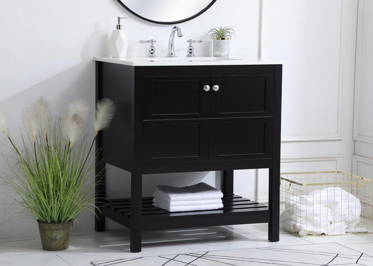 ELEGANT DECOR VF16430BK 30 inch Single Bathroom Vanity in Black ELEGANT DECOR VF16430BK 30 inch Single Bathroom Vanity in Black