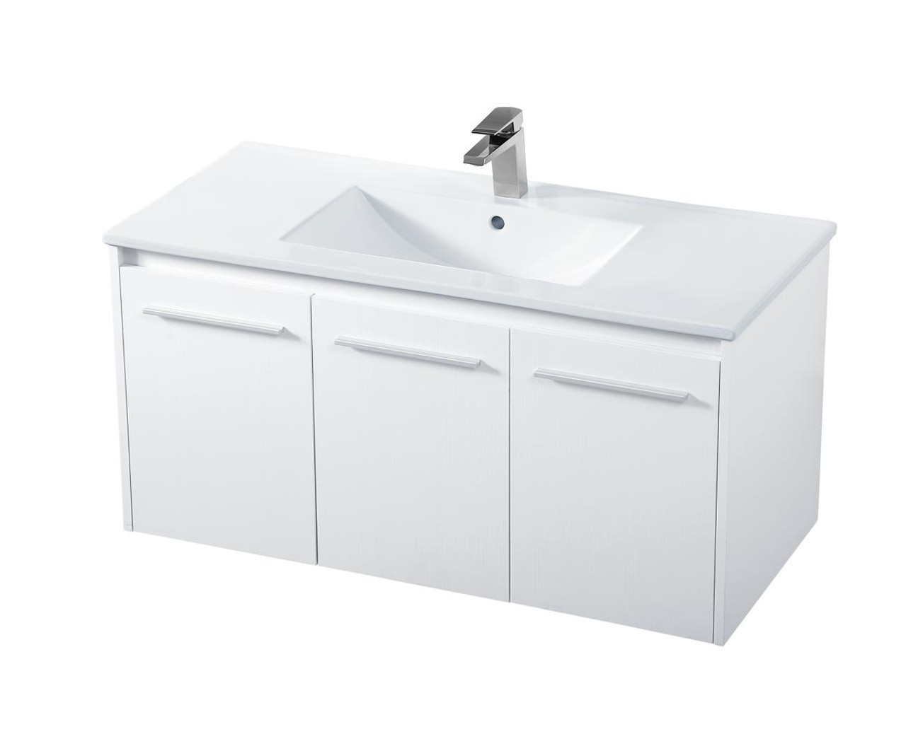 ELEGANT DECOR VF44040WH 40 inch  Single Bathroom Floating Vanity in White ELEGANT DECOR VF44040WH 40 inch  Single Bathroom Floating Vanity in White