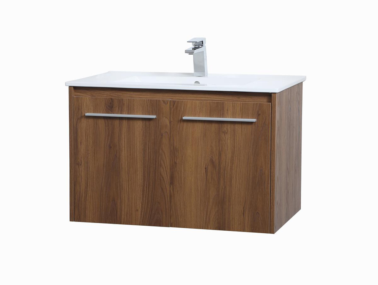ELEGANT DECOR VF44030WB 30 inch  Single Bathroom Floating Vanity in Walnut Brown