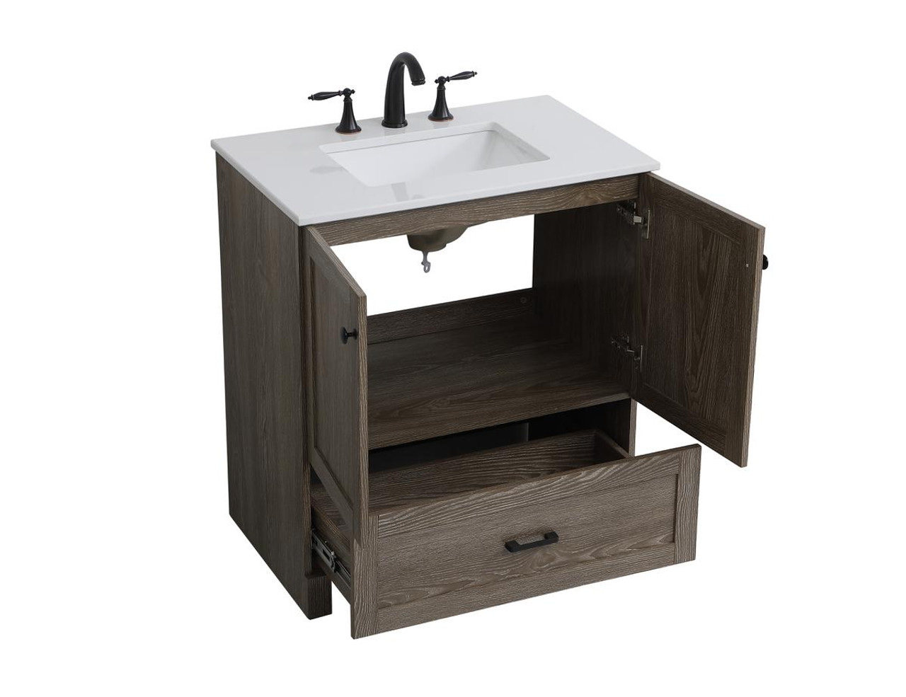 ELEGANT DECOR VF2830WO 30 inch Single Bathroom Vanity in Weathered oak ELEGANT DECOR VF2830WO 30 inch Single Bathroom Vanity in Weathered oak