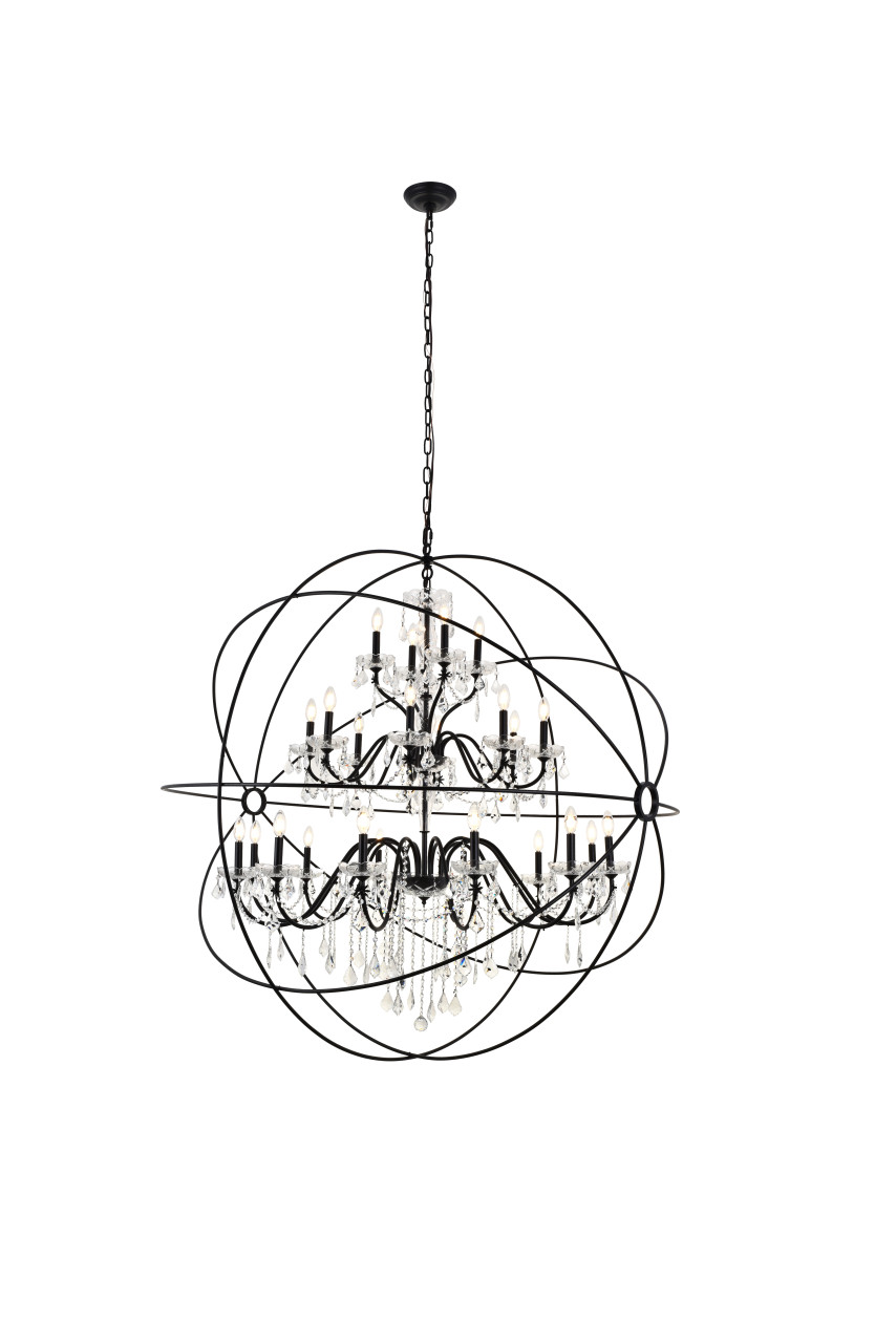 Living District LD8801D60BK Cordelia 24 Light black Crystal Pendant