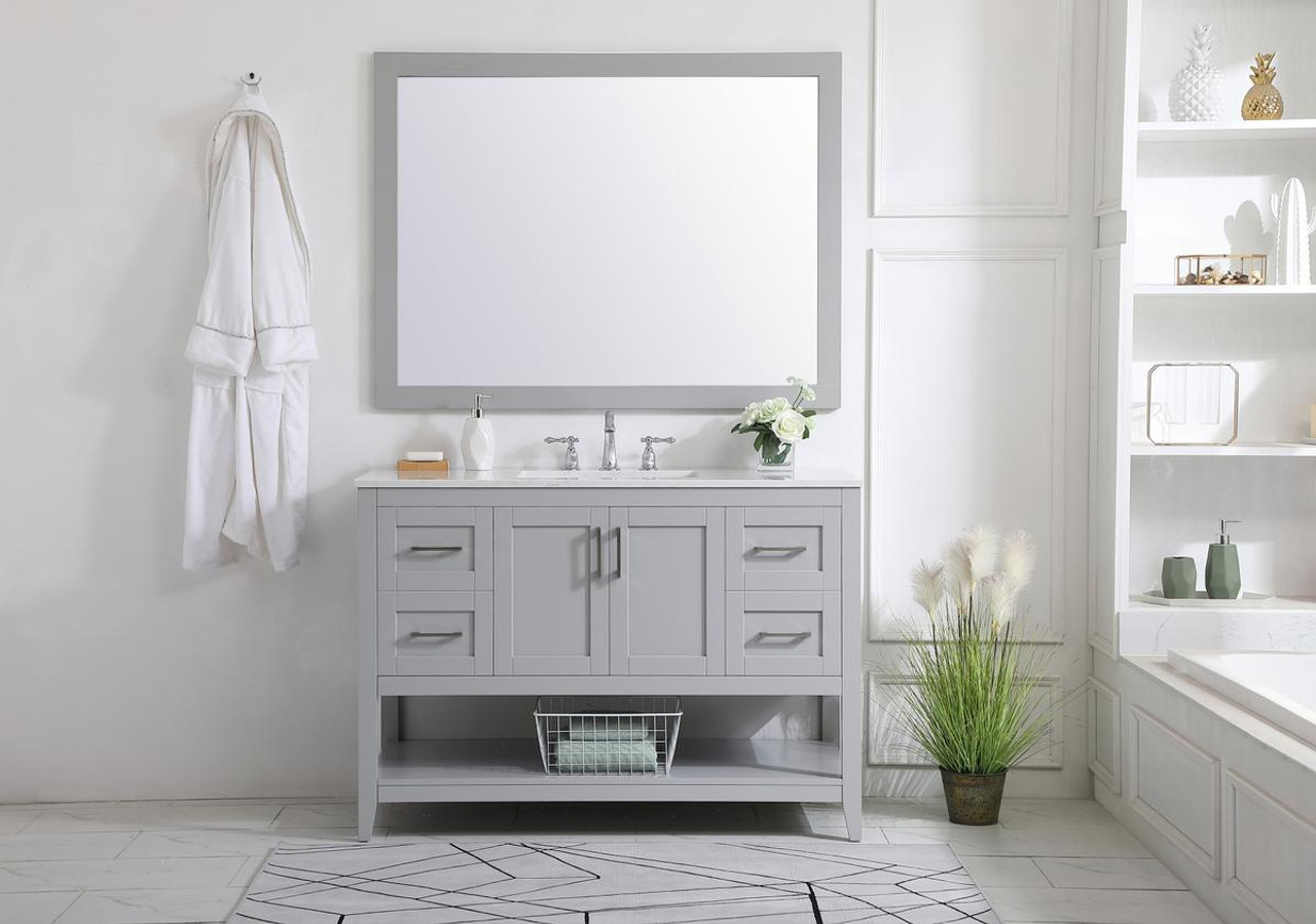 ELEGANT DECOR VF16048GR 48 inch Single Bathroom Vanity in Grey ELEGANT DECOR VF16048GR 48 inch Single Bathroom Vanity in Grey