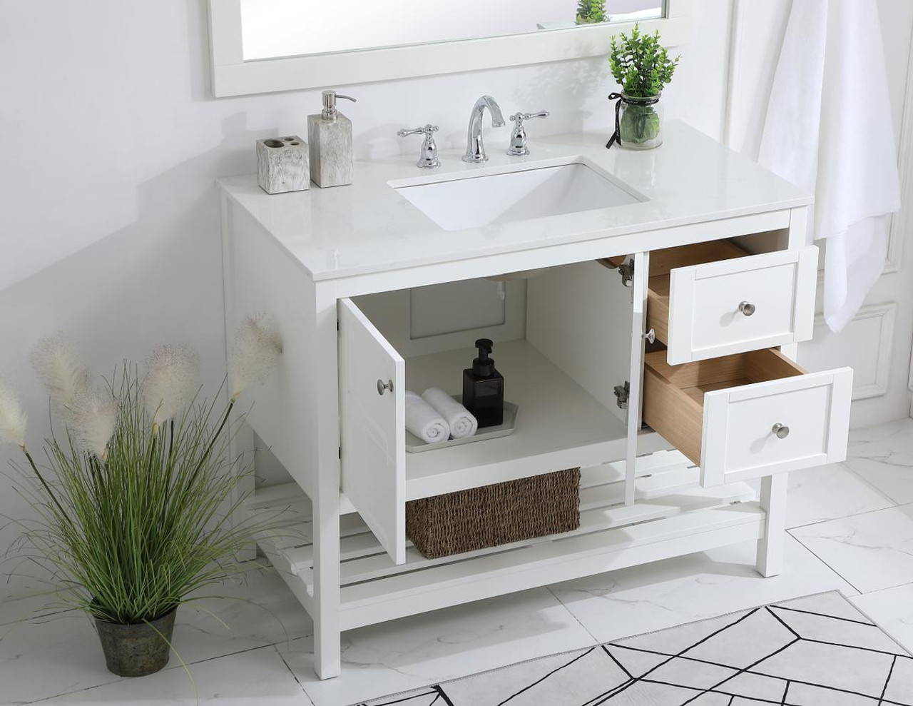 ELEGANT DECOR VF16442WH 42 inch Single Bathroom Vanity in White